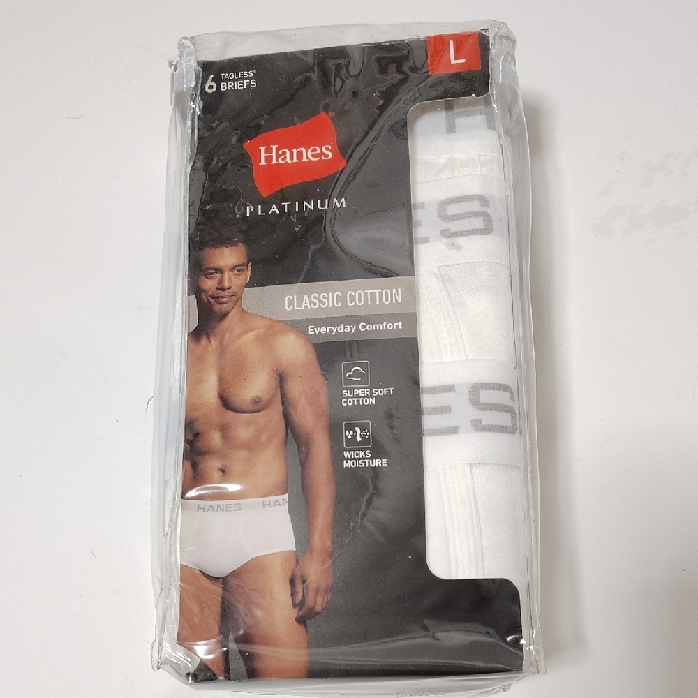 Hanes Platinum Men's White Classic Cotton Men's Briefs - 6pk - Sz-36-38
